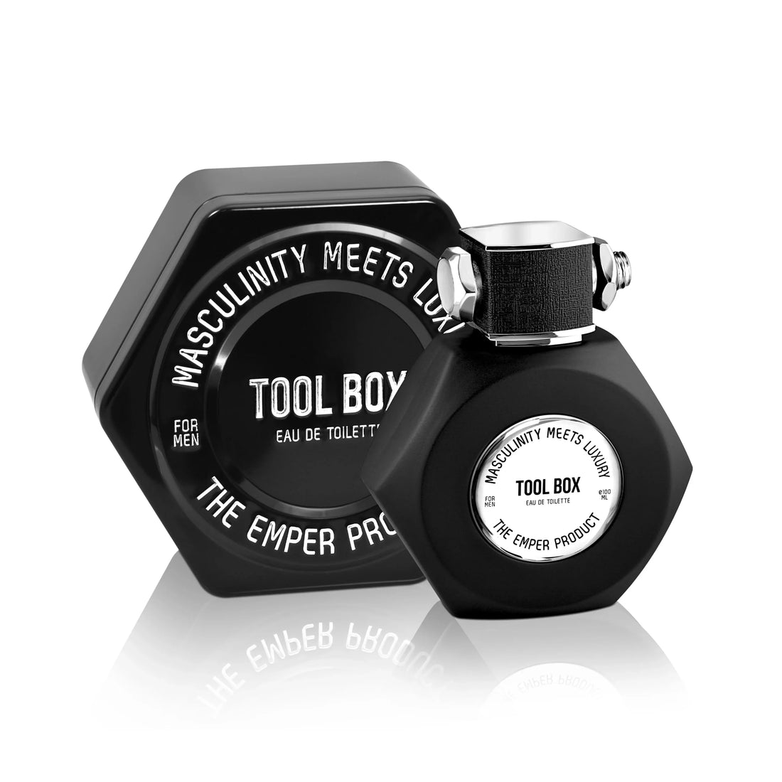 Tool Box Eau de Toilette – Emper, frasco hexagonal negro