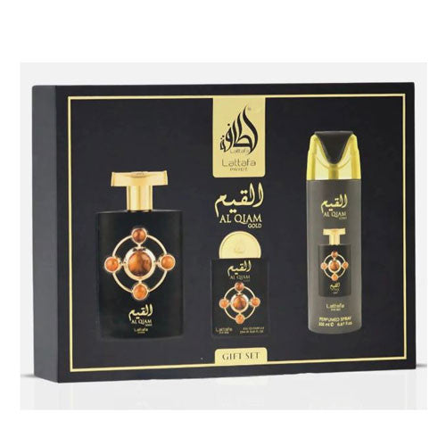 Lattafa Al Qiam Gold Unisex – 3-Piece Gift Set