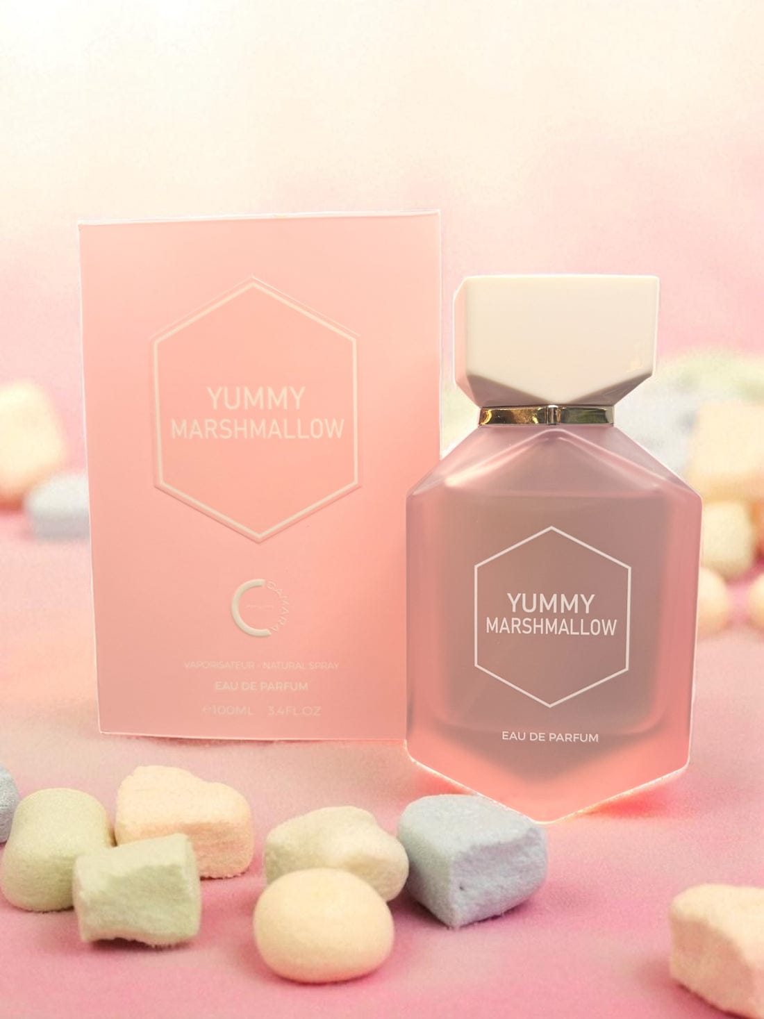 Yummy Marshmallow EDP - Camara Fragancia gourmand vista trasera del frasco