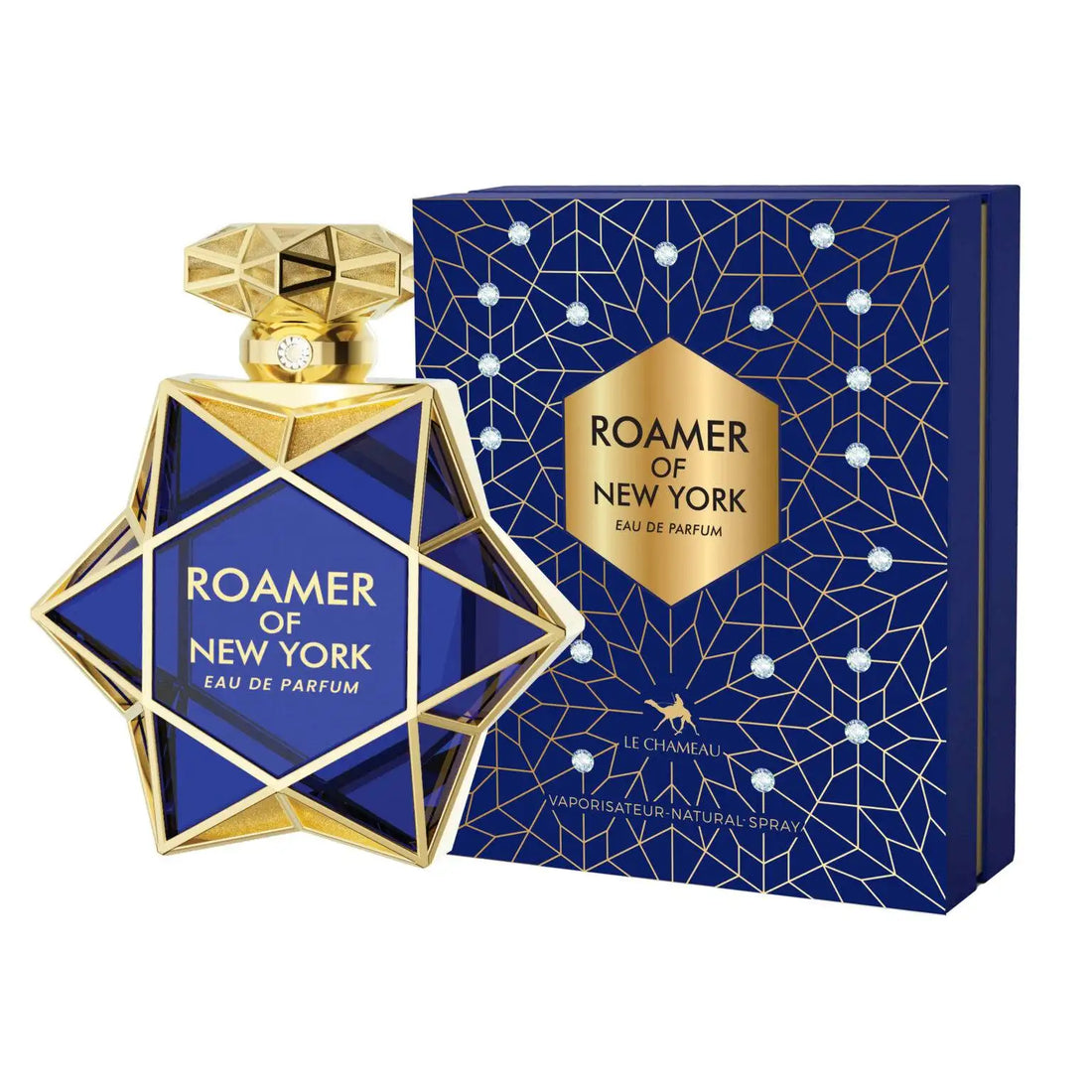 Roamer of New York Eau de Parfum – Le Chameau, frasco estrella azul y dorado