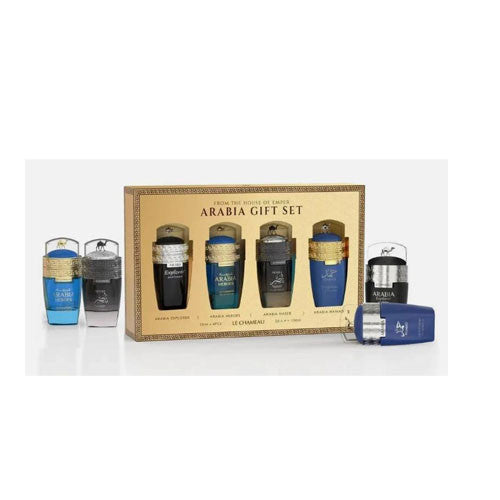 Le Chameau Arabia Pour Men – 4-Piece Discovery Set (Explorer + Heroes + Naser + Hamad 0.845 fl.oz)