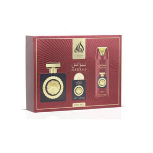 Lattafa Nebras Unisex – 3-Piece Gift Set (EDP + Travel + Perfumed Spray)