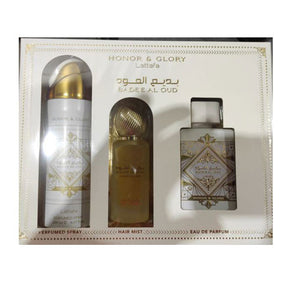 Lattafa Badee Al Oud Honor & Glory Women – 3-Piece Gift Set